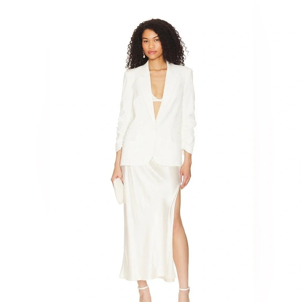Generation Love  Madison Ruched Sleeve Blazer White